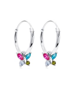 Butterflies Silver Hoop Earring HO-2797
